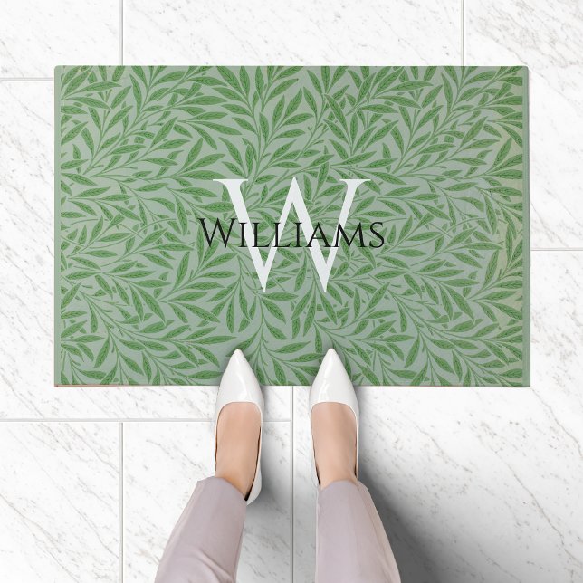 Paillasson Monogramme Foliage William Morris Vert Feuille Ble (Créateur téléchargé)