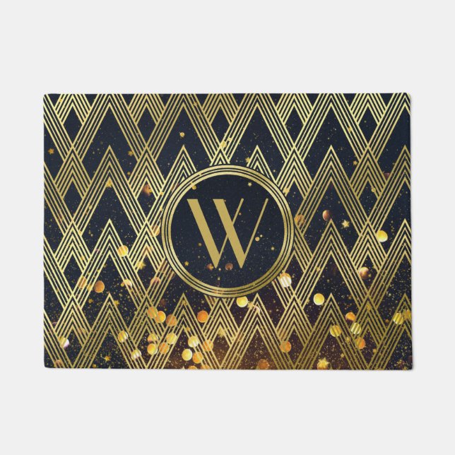 Paillasson Monogramme géométrique de motif de parties (Devant)