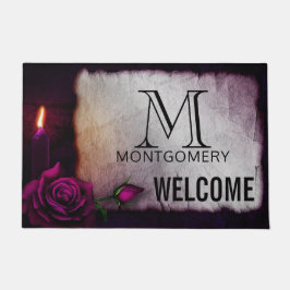 Paillasson Monogramme gothique Rose, bougie et parchemin