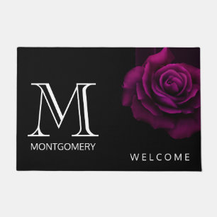 Paillasson Monogramme gothique violet-rouge rose bienvenue