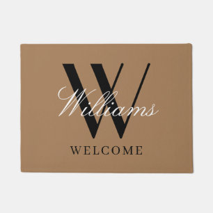 Paillasson Monogramme kaki moderne Nouveaux mariés Nom Porte 