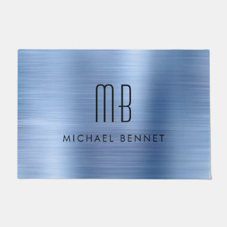 Paillasson Monogramme métallisé bleu brossé