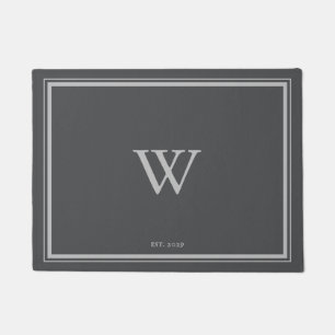 Paillasson Monogramme minimal Accueil Fer gris   Argent