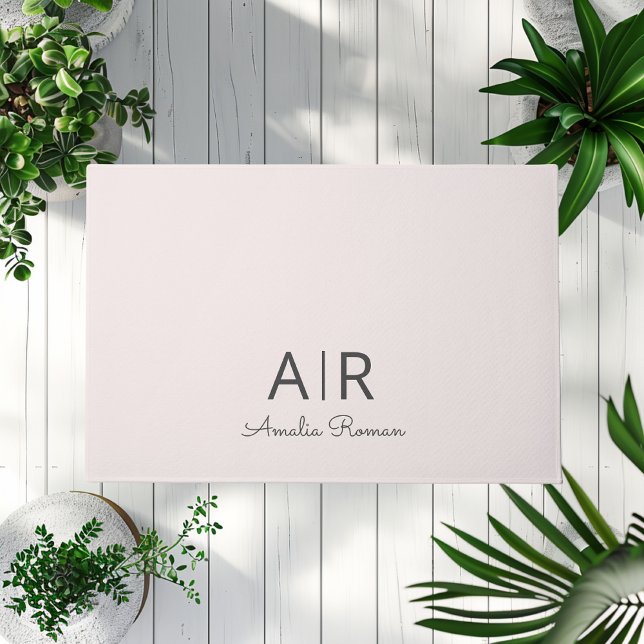 Paillasson Monogramme minimal initial et nom Pastel rose (Créateur téléchargé)