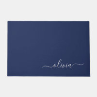 Monogramme moderne bleu marine et blanc