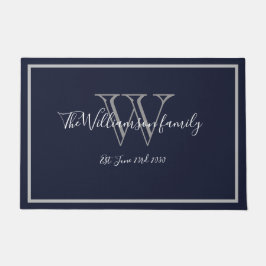 Paillasson Monogramme moderne chic Nom du script Mariage Bien