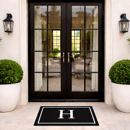 Paillasson Monogramme Moderne Élégant Classique Noir
