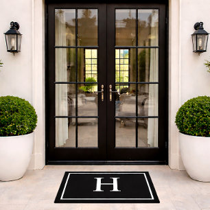 Paillasson Monogramme Moderne Élégant Noir