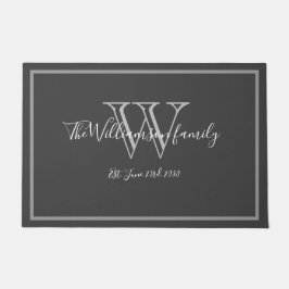 Paillasson Monogramme moderne Nom Script Mariage mignon Bienv