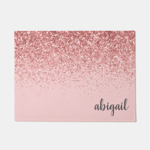 Paillasson Monogramme moderne stylé rose rose Parties scinti