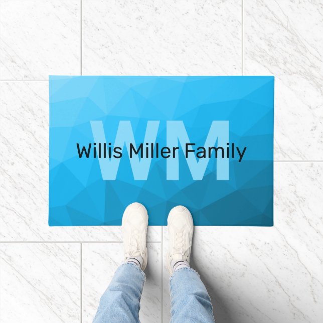 Paillasson Monogramme motif de maillage géométrique dégradé c (Intérieur)