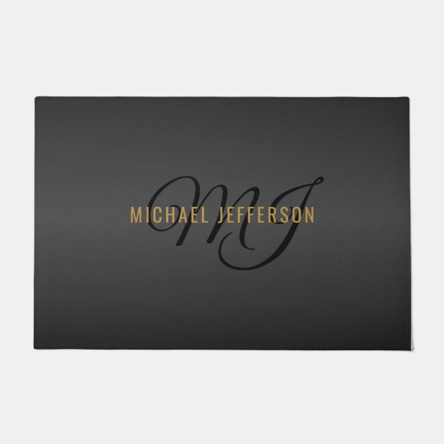 Paillasson Monogramme - Noir et Or  (Devant)