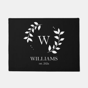 Paillasson Monogramme noir moderne simple personnalisé initia