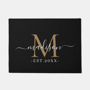 Paillasson Monogramme Noms de script Chic Gold Mariage Date N