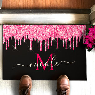 Paillasson Monogramme Parties scintillant à séchage rose ch