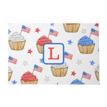 Monogramme Patriotic Cupcake Drapeau Star Preppy