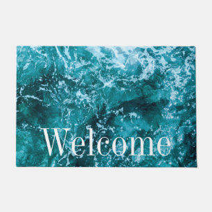 Paillasson Monogramme personnalisé Vagues de mer Turquoise