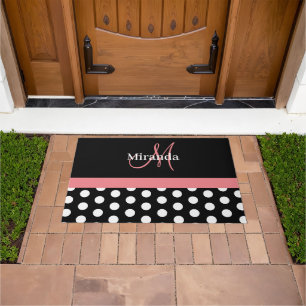 Paillasson Monogramme rose noir noir Polka mat