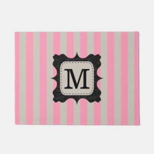 Paillasson Monogramme rose vintage de coutume de noir de