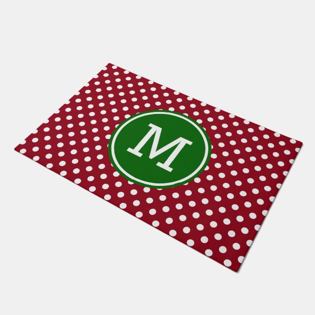 Paillasson Monogramme rouge et blanc de vert de point de (Incliné)