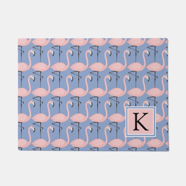 Paillasson Monogramme tendre du motif | de Flamant rose (Devant)