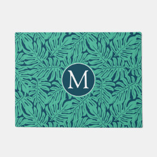 Paillasson Monogramme tropical du motif   de feuille de