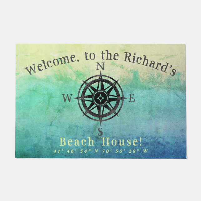 Paillasson Monogramme Turquoise Ombre Sea Doormat (Devant)