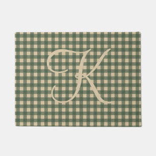 Paillasson Monogramme Vert Tan Buffalo Plaid Russe Pays