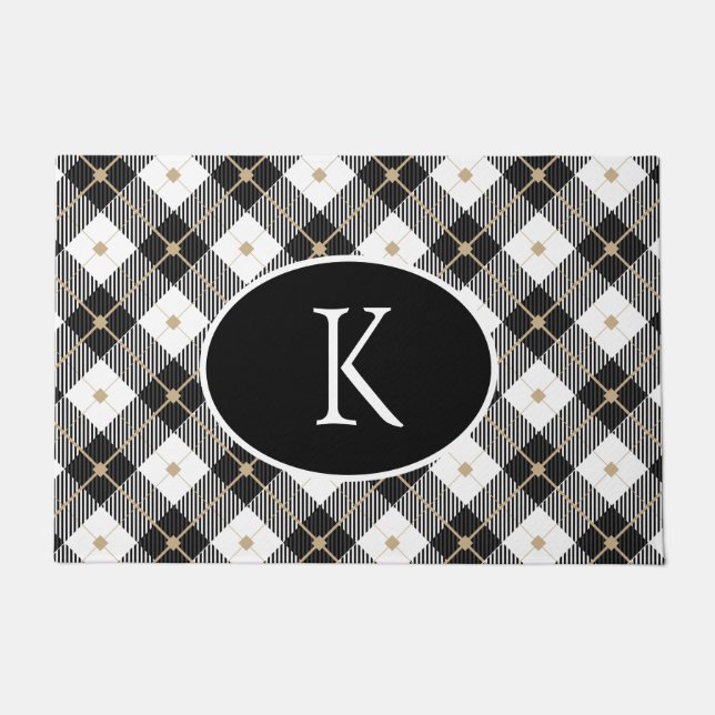 Paillasson Monogrammed Black White Gold (Devant)