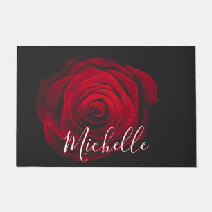 Paillasson Monographie personnalisée rose rouge photo vintage