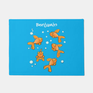 Paillasson Morceau de poisson rouge orange mignon sur dessin
