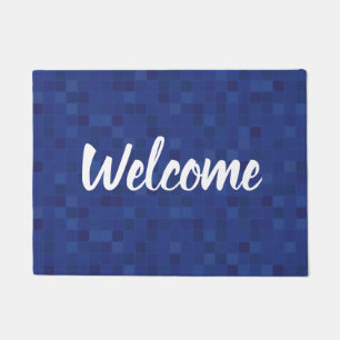 Paillasson Mosaïque bleue carreaux de bienvenue