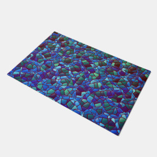 Paillasson Mosaïque de lilas craché ou fumé bleu et vert