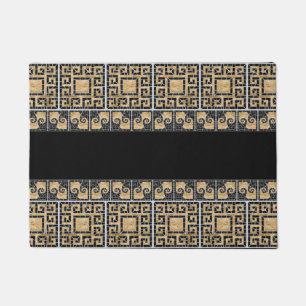Paillasson Mosaïque en mosaïque grecque Noir et or