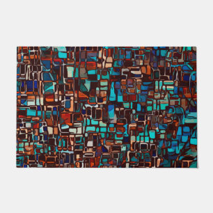 Paillasson mosaïque en vitrail abstrait