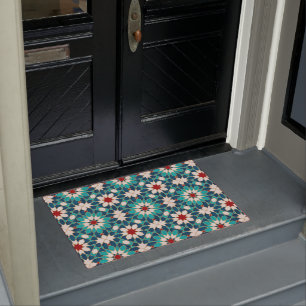 Paillasson Mosaïque marocaine de marbre blanc Turquoise bleu