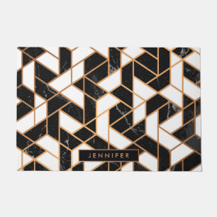 Paillasson Mosaïque noire et Marbre blanc