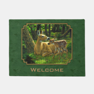 Paillasson Mother Deer and Fawn Forest Green