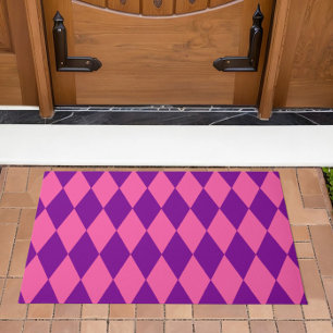 Paillasson Motif à carreaux Harlequin rose et violet