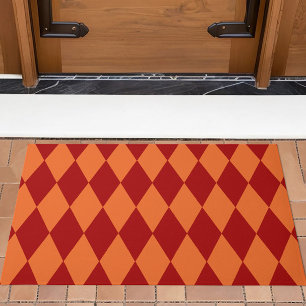 Paillasson Motif à carreaux Harlequin rouge et orange