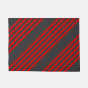 Paillasson Motif à cinq bandes rouge et charbon de bois