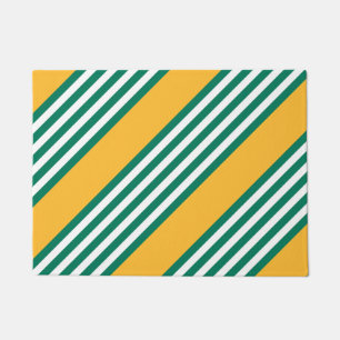 Paillasson Motif à cinq bandes vert et blanc avec jaune