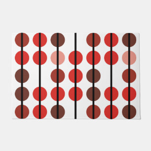Paillasson Motif à pois et rayures rouge et marron