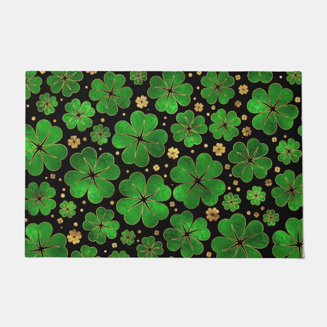 Paillasson Motif à quatre feuilles Shamrock chanceux (Devant)