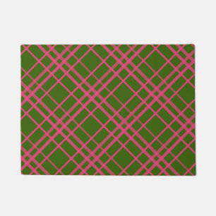 Paillasson Motif à rayures carreaux rose sur fond vert
