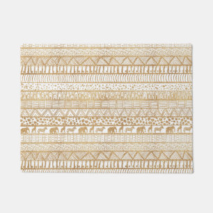 Paillasson Motif africain tribal branché White & Gold