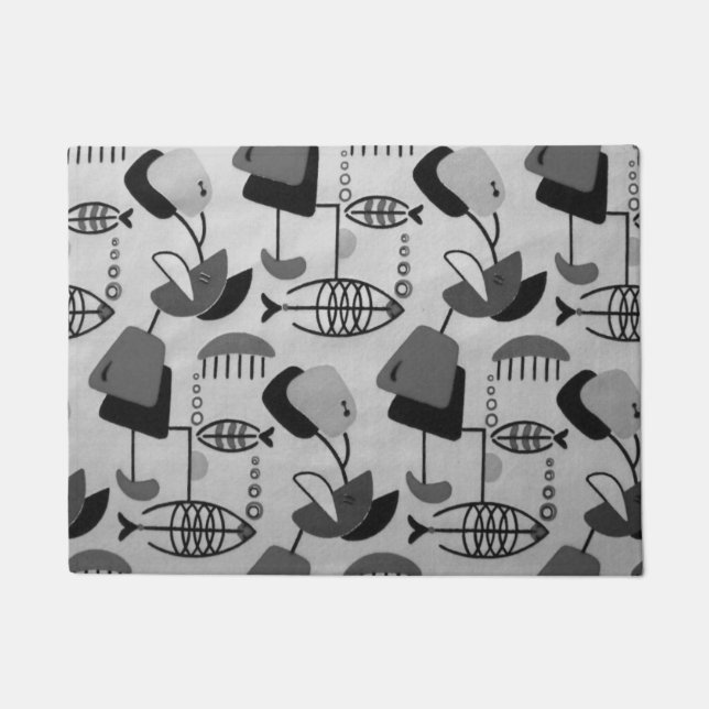 Paillasson Motif atomique noir et blanc (Devant)