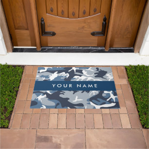 Paillasson Motif camouflage neige hivernale bleue Personnalis