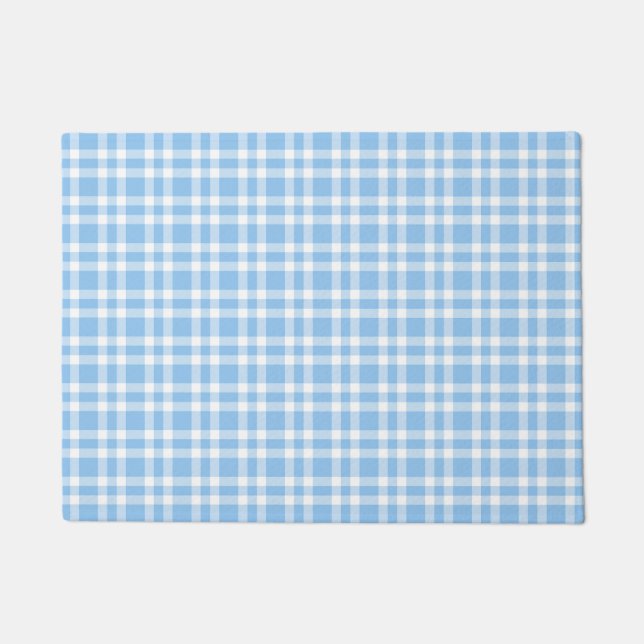 Paillasson Motif carreaux bleu blanc (Devant)