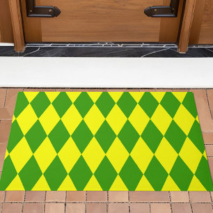 Paillasson Motif Carreaux Harlequin Jaune Vert